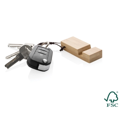 Standkey bamboo keychain phone stand